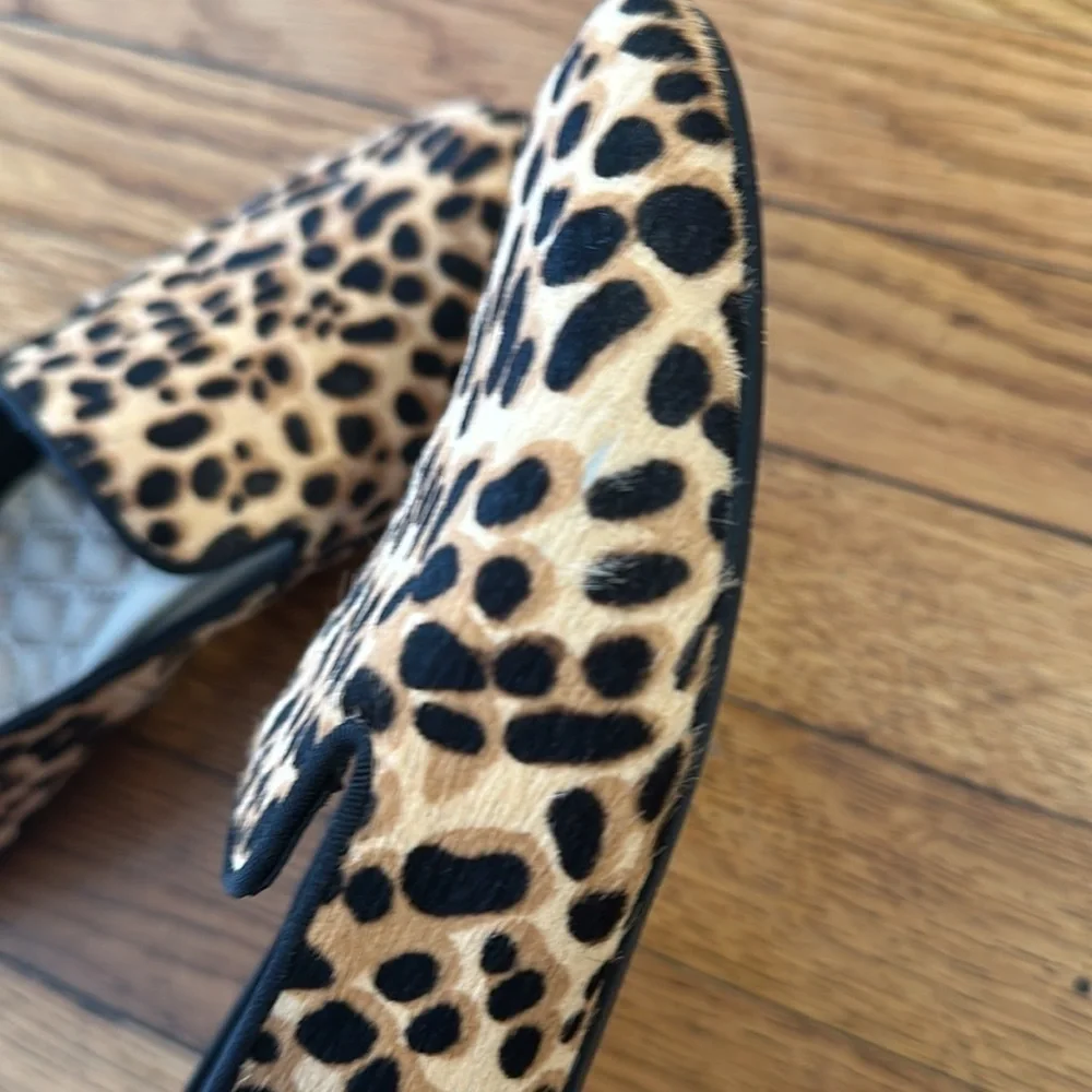 BIRDIES the starling cheetah animal print haircalf loafer flats shoes 7 slip on